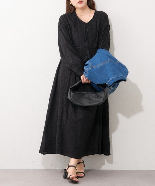 Remind me and forever(リマインドミーアンドフォーエバー)の「【nane】【India series】ジャガードレースワンピース(ワンピース・レディース・ブラック/アイボリー・FREE)」の12枚目の写真