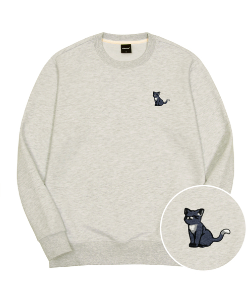 OKSTAR（オクスター）の「ハッピーニャン刺繍特厚裏毛スウェット（スウェット・レディース・ネイビー/ベージュ/オートミール/ホワイト/ダークグリーン/ライトグレー/グレー/ブルー/クリーム/ブラック/カーキ/ライトベージュ・SMALL/MEDIUM/LARGE/X-LARGE/3XL/4XL/2XL）」の7枚目の写真