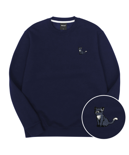 OKSTAR（オクスター）の「ハッピーニャン刺繍特厚裏毛スウェット（スウェット・レディース・ネイビー/ベージュ/オートミール/ホワイト/ダークグリーン/ライトグレー/グレー/ブルー/クリーム/ブラック/カーキ/ライトベージュ・SMALL/MEDIUM/LARGE/X-LARGE/3XL/4XL/2XL）」の11枚目の写真