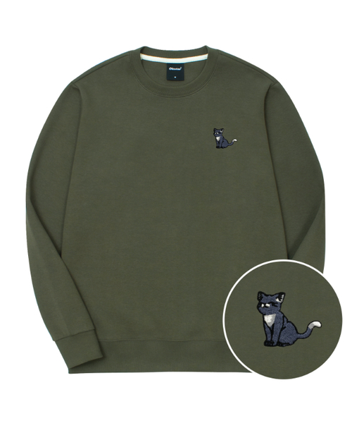 OKSTAR（オクスター）の「ハッピーニャン刺繍特厚裏毛スウェット（スウェット・レディース・ネイビー/ベージュ/オートミール/ホワイト/ダークグリーン/ライトグレー/グレー/ブルー/クリーム/ブラック/カーキ/ライトベージュ・SMALL/MEDIUM/LARGE/X-LARGE/3XL/4XL/2XL）」の10枚目の写真