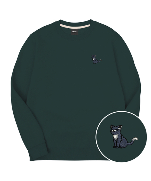 OKSTAR（オクスター）の「ハッピーニャン刺繍特厚裏毛スウェット（スウェット・レディース・ネイビー/ベージュ/オートミール/ホワイト/ダークグリーン/ライトグレー/グレー/ブルー/クリーム/ブラック/カーキ/ライトベージュ・SMALL/MEDIUM/LARGE/X-LARGE/3XL/4XL/2XL）」の9枚目の写真