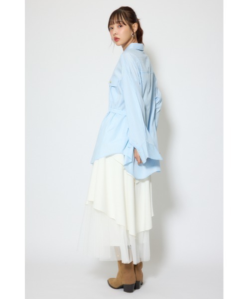 rienda(リエンダ)の「ベルトディティールビッグシャツ 春服(シャツ/ブラウス・レディース・イエロー系その他/ホワイト/ブルー系その他・FREE)」の5枚目の写真