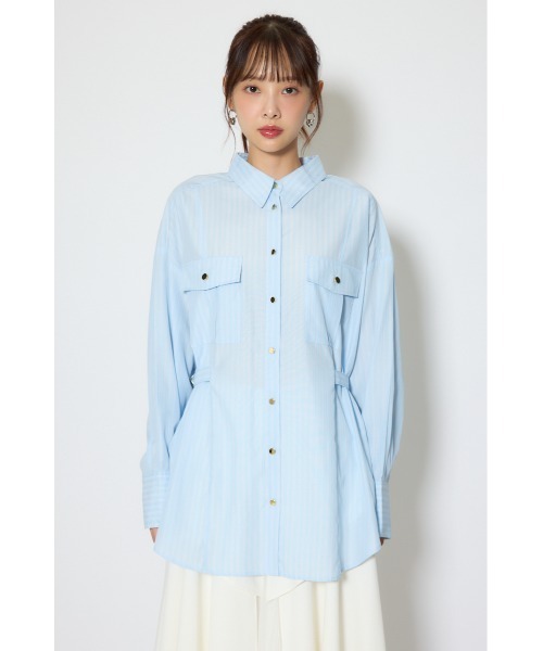 rienda(リエンダ)の「ベルトディティールビッグシャツ 春服(シャツ/ブラウス・レディース・イエロー系その他/ホワイト/ブルー系その他・FREE)」の6枚目の写真