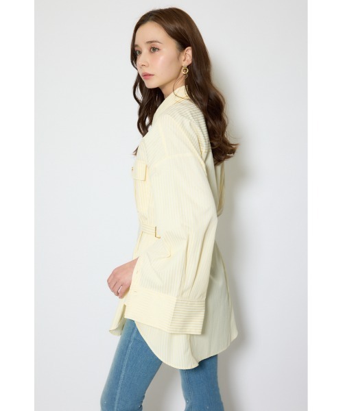 rienda(リエンダ)の「ベルトディティールビッグシャツ 春服(シャツ/ブラウス・レディース・イエロー系その他/ホワイト/ブルー系その他・FREE)」の9枚目の写真