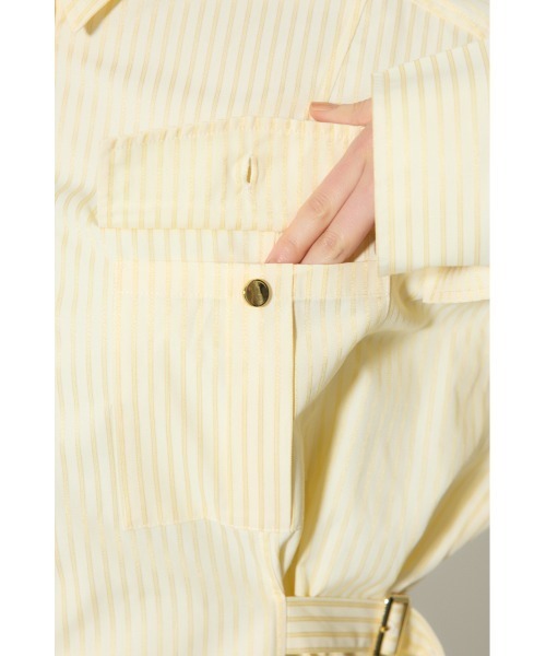 rienda(リエンダ)の「ベルトディティールビッグシャツ 春服(シャツ/ブラウス・レディース・イエロー系その他/ホワイト/ブルー系その他・FREE)」の15枚目の写真