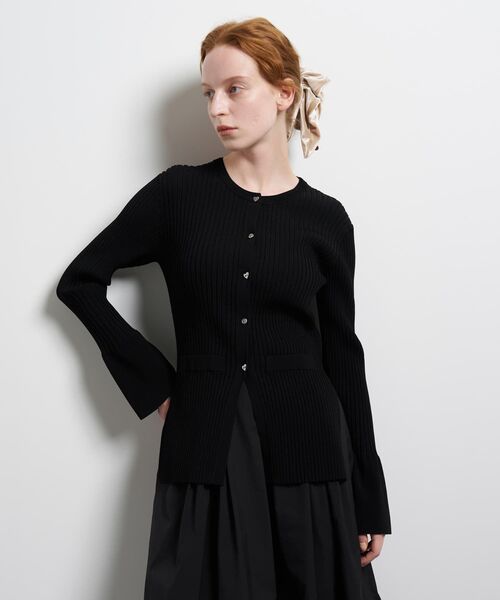 LANVIN en Bleu（ランバンオンブルー）の「リブカフスカーディガン（ニット/セーター・レディース・グレー/ブラック/イエロー・38）」の2枚目の写真