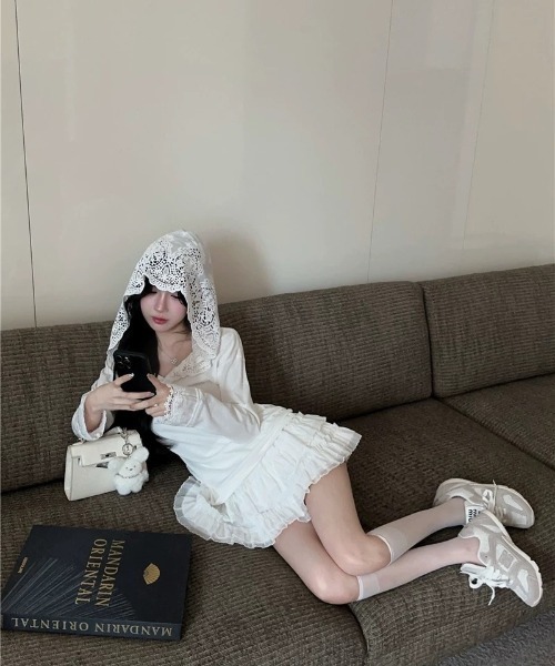 Ritzy(リッツィー)の「レースフード付きガーリートップス(Tシャツ/カットソー・レディース・ホワイト・M/L)」の6枚目の写真