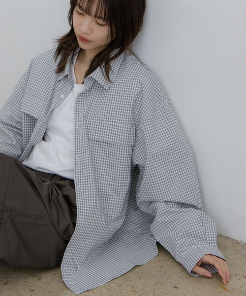 flaner(フラネ)の「Loose assort longsleeve shirt / ルーズアソート長袖シャツ(シャツ/ブラウス・レディース・アイボリー/ブラック・MEDIUM/LARGE)」の2枚目の写真