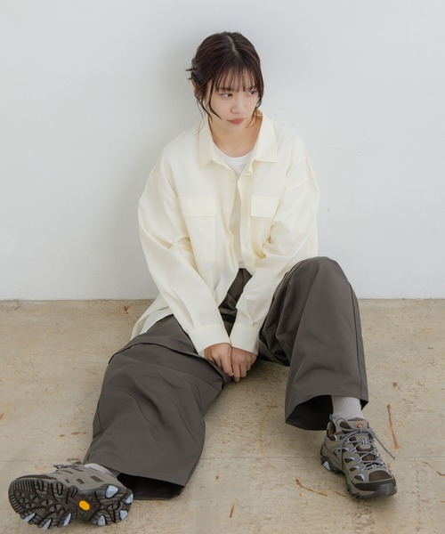 flaner(フラネ)の「Loose assort longsleeve shirt / ルーズアソート長袖シャツ(シャツ/ブラウス・レディース・アイボリー/ブラック・MEDIUM/LARGE)」の3枚目の写真