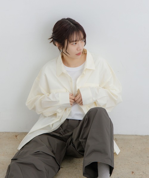 flaner(フラネ)の「Loose assort longsleeve shirt / ルーズアソート長袖シャツ(シャツ/ブラウス・レディース・アイボリー/ブラック・MEDIUM/LARGE)」の5枚目の写真