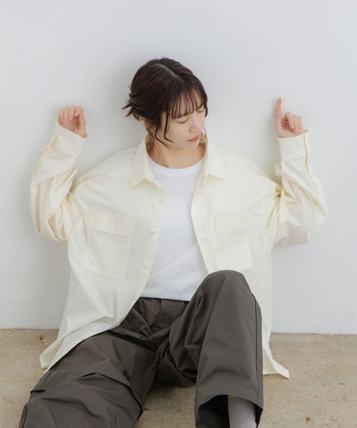 flaner(フラネ)の「Loose assort longsleeve shirt / ルーズアソート長袖シャツ(シャツ/ブラウス・レディース・アイボリー/ブラック・MEDIUM/LARGE)」の6枚目の写真