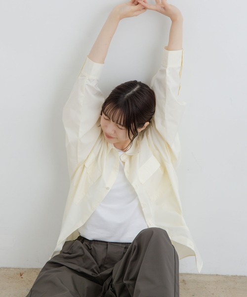 flaner(フラネ)の「Loose assort longsleeve shirt / ルーズアソート長袖シャツ(シャツ/ブラウス・レディース・アイボリー/ブラック・MEDIUM/LARGE)」の7枚目の写真