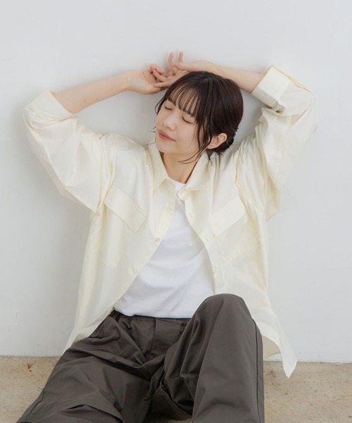 flaner(フラネ)の「Loose assort longsleeve shirt / ルーズアソート長袖シャツ(シャツ/ブラウス・レディース・アイボリー/ブラック・MEDIUM/LARGE)」の8枚目の写真