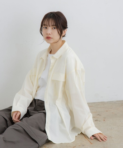 flaner(フラネ)の「Loose assort longsleeve shirt / ルーズアソート長袖シャツ(シャツ/ブラウス・レディース・アイボリー/ブラック・MEDIUM/LARGE)」の9枚目の写真