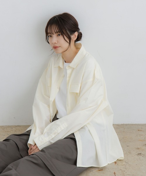 flaner(フラネ)の「Loose assort longsleeve shirt / ルーズアソート長袖シャツ(シャツ/ブラウス・レディース・アイボリー/ブラック・MEDIUM/LARGE)」の10枚目の写真