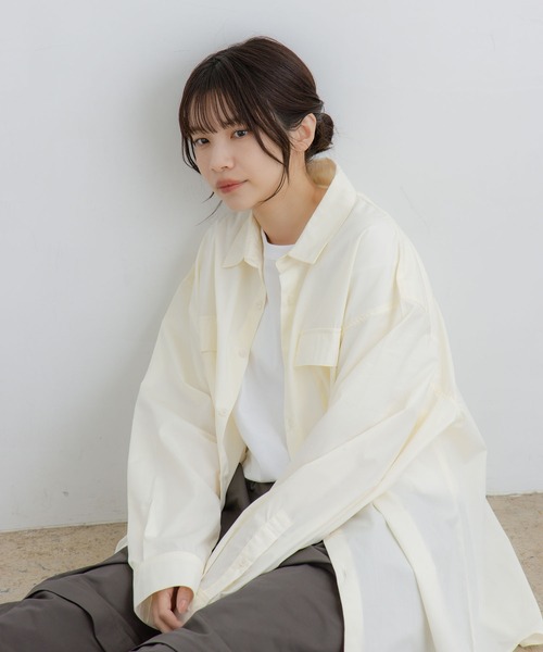 flaner(フラネ)の「Loose assort longsleeve shirt / ルーズアソート長袖シャツ(シャツ/ブラウス・レディース・アイボリー/ブラック・MEDIUM/LARGE)」の11枚目の写真