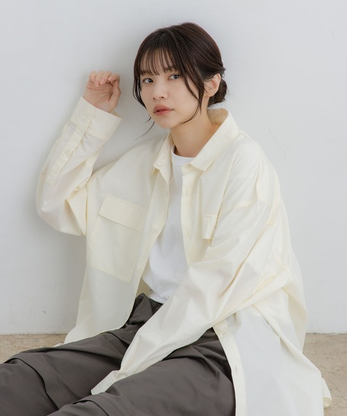 flaner(フラネ)の「Loose assort longsleeve shirt / ルーズアソート長袖シャツ(シャツ/ブラウス・レディース・アイボリー/ブラック・MEDIUM/LARGE)」の12枚目の写真
