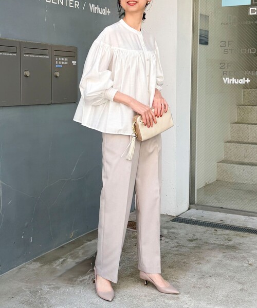 MICO COULIER（ミコクリエ）の「シルキーローンブラウス（シャツ/ブラウス・レディース・イエロー/ラベンダー/オフホワイト・38）」の6枚目の写真