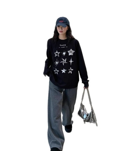 Ritzy(リッツィー)の「スタープリントオーバーサイズ Tシャツ(Tシャツ/カットソー・レディース・ブラック・L/M)」の5枚目の写真