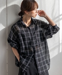 チェック柄シアールーズシャツ オーバーサイズ