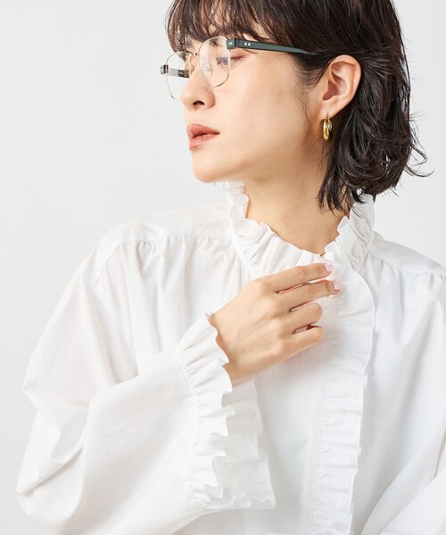 NOLLEY’S Sophi（ノーリーズソフィ）の「ウォッシャブルORGANICコットンフリルシャツブラウス（シャツ/ブラウス・レディース・ベビーピンク/サックスブルー/ホワイト・38）」の2枚目の写真