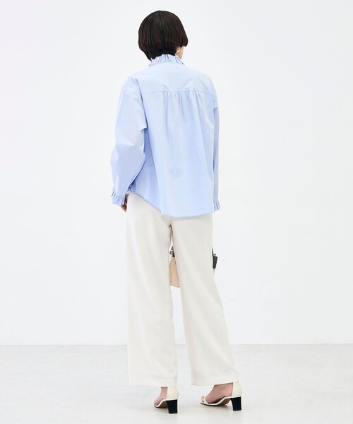 NOLLEY’S Sophi（ノーリーズソフィ）の「ウォッシャブルORGANICコットンフリルシャツブラウス（シャツ/ブラウス・レディース・ベビーピンク/サックスブルー/ホワイト・38）」の6枚目の写真