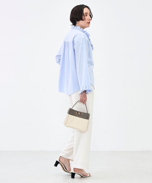 NOLLEY’S Sophi（ノーリーズソフィ）の「ウォッシャブルORGANICコットンフリルシャツブラウス（シャツ/ブラウス・レディース・ベビーピンク/サックスブルー/ホワイト・38）」の7枚目の写真