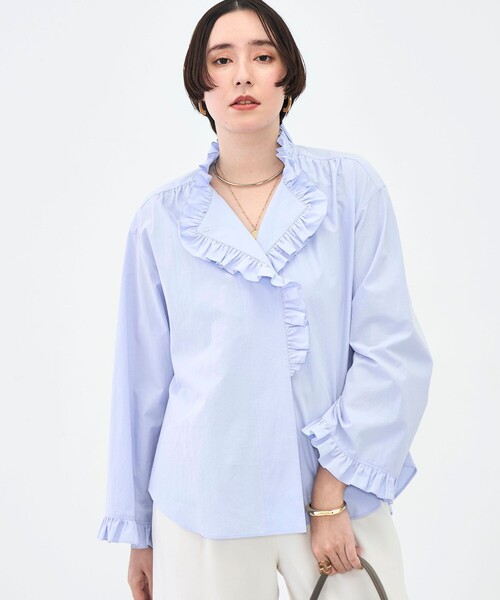 NOLLEY’S Sophi（ノーリーズソフィ）の「ウォッシャブルORGANICコットンフリルシャツブラウス（シャツ/ブラウス・レディース・ベビーピンク/サックスブルー/ホワイト・38）」の12枚目の写真