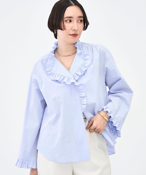 NOLLEY’S Sophi（ノーリーズソフィ）の「ウォッシャブルORGANICコットンフリルシャツブラウス（シャツ/ブラウス・レディース・ベビーピンク/サックスブルー/ホワイト・38）」の14枚目の写真