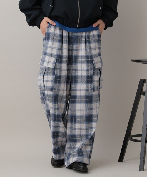 RAGEBLUE(レイジブルー)の「Check Pattern Cargo Easy Pants/チェック柄カーゴイージーパンツ(カーゴパンツ・メンズ・ブルー/グレー・LARGE/MEDIUM)」の1枚目の写真