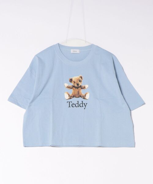 undeny.(アンディニ-)の「アンディニー Teddy ショート Tシャツ(Tシャツ/カットソー・レディース・サックスブルー/チャコールグレー/ホワイト・F)」の3枚目の写真