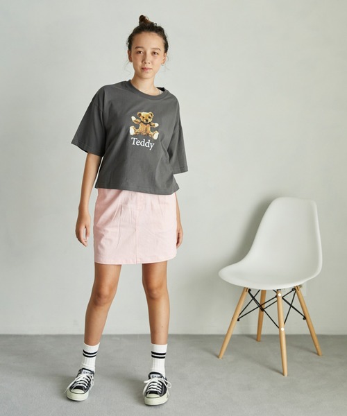 undeny.(アンディニ-)の「アンディニー Teddy ショート Tシャツ(Tシャツ/カットソー・レディース・サックスブルー/チャコールグレー/ホワイト・F)」の5枚目の写真