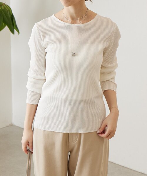 BEARDSLEY（ビアズリー）の「しゃりしゃりリブニット（ニット/セーター・レディース・ブルー系その他/ホワイト・FREE）」の3枚目の写真