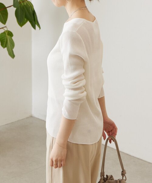 BEARDSLEY（ビアズリー）の「しゃりしゃりリブニット（ニット/セーター・レディース・ブルー系その他/ホワイト・FREE）」の4枚目の写真