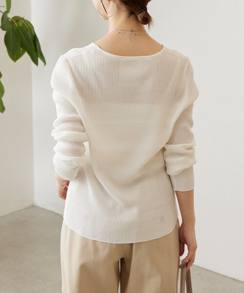 BEARDSLEY（ビアズリー）の「しゃりしゃりリブニット（ニット/セーター・レディース・ブルー系その他/ホワイト・FREE）」の5枚目の写真