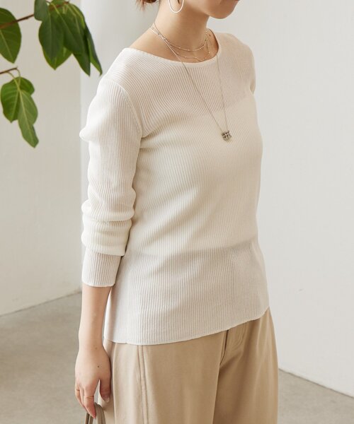 BEARDSLEY（ビアズリー）の「しゃりしゃりリブニット（ニット/セーター・レディース・ブルー系その他/ホワイト・FREE）」の6枚目の写真