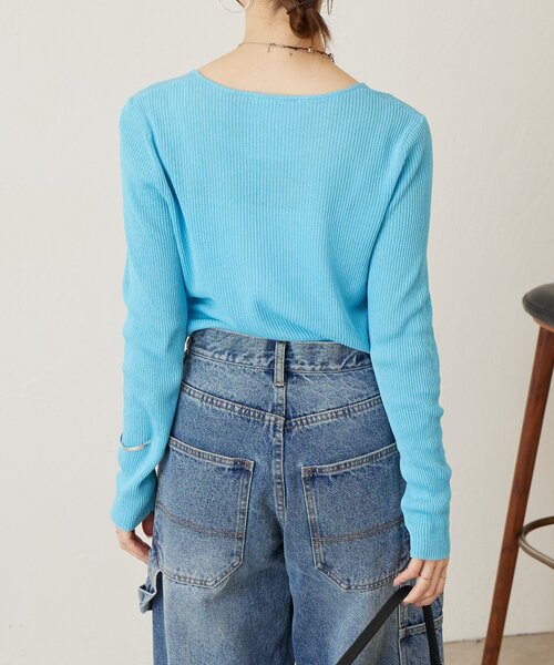 BEARDSLEY（ビアズリー）の「しゃりしゃりリブニット（ニット/セーター・レディース・ブルー系その他/ホワイト・FREE）」の15枚目の写真