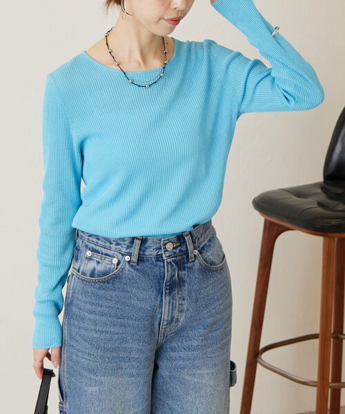 BEARDSLEY（ビアズリー）の「しゃりしゃりリブニット（ニット/セーター・レディース・ブルー系その他/ホワイト・FREE）」の16枚目の写真