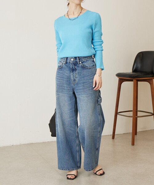 BEARDSLEY（ビアズリー）の「しゃりしゃりリブニット（ニット/セーター・レディース・ブルー系その他/ホワイト・FREE）」の17枚目の写真