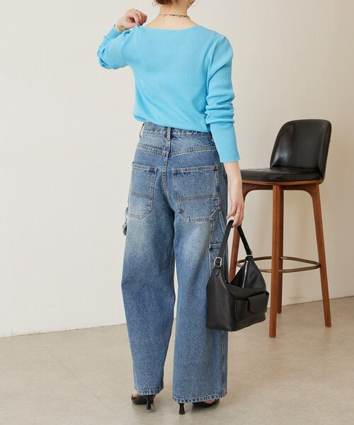 BEARDSLEY（ビアズリー）の「しゃりしゃりリブニット（ニット/セーター・レディース・ブルー系その他/ホワイト・FREE）」の19枚目の写真