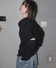 Button Sleeve 2-Way Knit Black