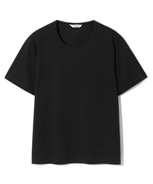 BASEMOMENT（ベースモーメント）の「エッセンシャルシルケットUネックTシャツブラック（Tシャツ/カットソー）」