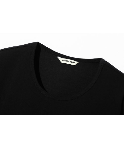 BASEMOMENT(ベースモーメント)の「エッセンシャルシルケットUネックTシャツブラック(Tシャツ/カットソー・メンズ・その他・X-LARGE/LARGE)」の3枚目の写真
