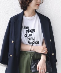SHIPS | メルティ コットン プリント ロゴ ショート スリーブ Tシャツ(Tシャツ/カットソー)