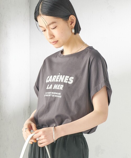SHIPS(シップス)の「メルティ コットン プリント ロゴ ショート スリーブ Tシャツ(Tシャツ/カットソー・レディース・ダークグレー/ホワイト/ホワイト系/ストーン/ブラウン/チャコールグレー/ブラウン系/ライトホワイト・ONE SIZE)」の6枚目の写真