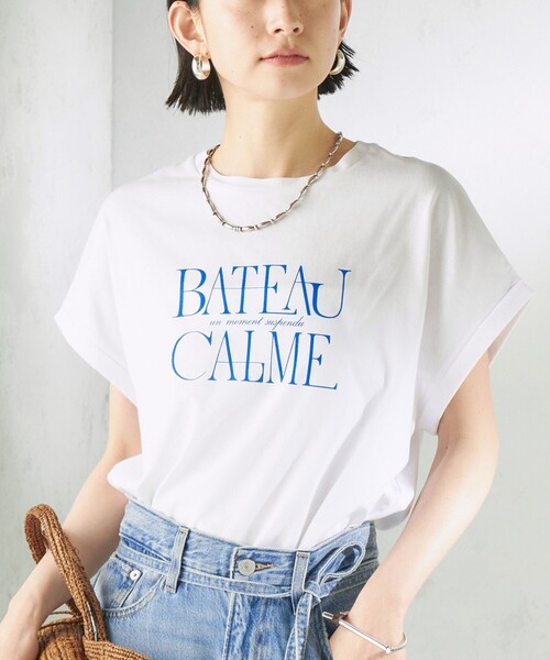 SHIPS(シップス)の「メルティ コットン プリント ロゴ ショート スリーブ Tシャツ(Tシャツ/カットソー・レディース・ダークグレー/ホワイト/ホワイト系/ストーン/ブラウン/チャコールグレー/ブラウン系/ライトホワイト・ONE SIZE)」の4枚目の写真