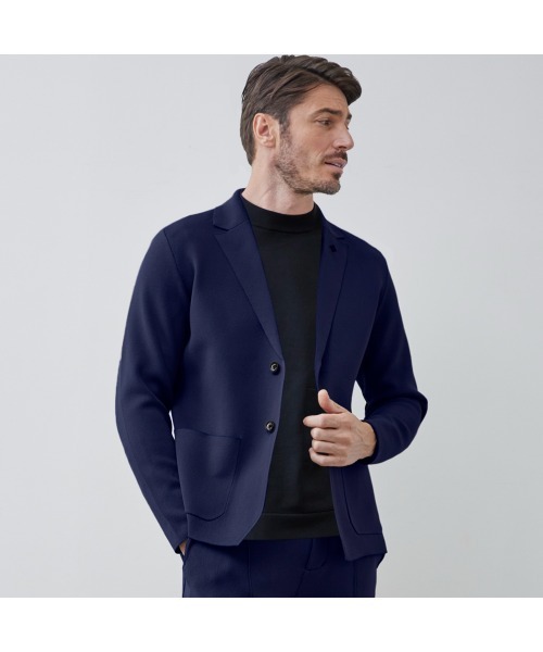 g-stage（ジーステージ）の「G-ZERO ニットジャージ ジャケット（テーラードジャケット・メンズ・ネイビー/ベージュ・46/50/48）」の2枚目の写真