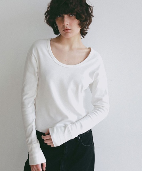 ETRE TOKYO(エトレトウキョウ)の「オーガニックコットンUネックロンTee(Tシャツ/カットソー・レディース・グレー/ブラック/ホワイト・FREE)」の2枚目の写真