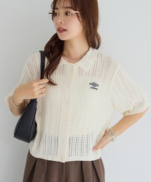 Viola e Viola（ヴィオラエヴィオラ）の「【アンブロ】透かし編みポロ衿ショートカーディガン（カーディガン/ボレロ）」