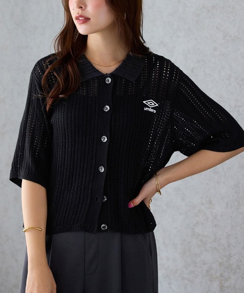UMBRO（アンブロ）の「【アンブロ】透かし編みポロ衿ショートカーディガン（カーディガン/ボレロ・レディース・アイボリー/ブラック・L/M）」の14枚目の写真